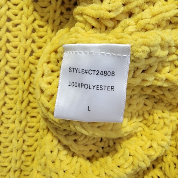 NWT Rehab Lab Bright Yellow Factory Distressed Chenille Loose Knit Sweater Sz L - Picture 8 of 11